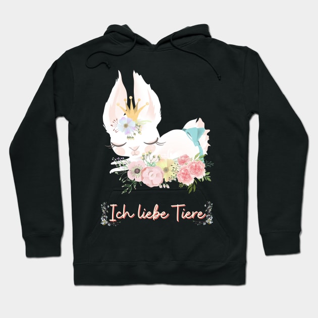 Häschen Liebe Tiere Prinzessin Blumen Süß Hoodie by Maggini Art